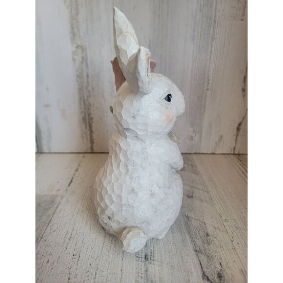 Rustic Easter white bunny red rose flower home decor - Picture 4 of 7